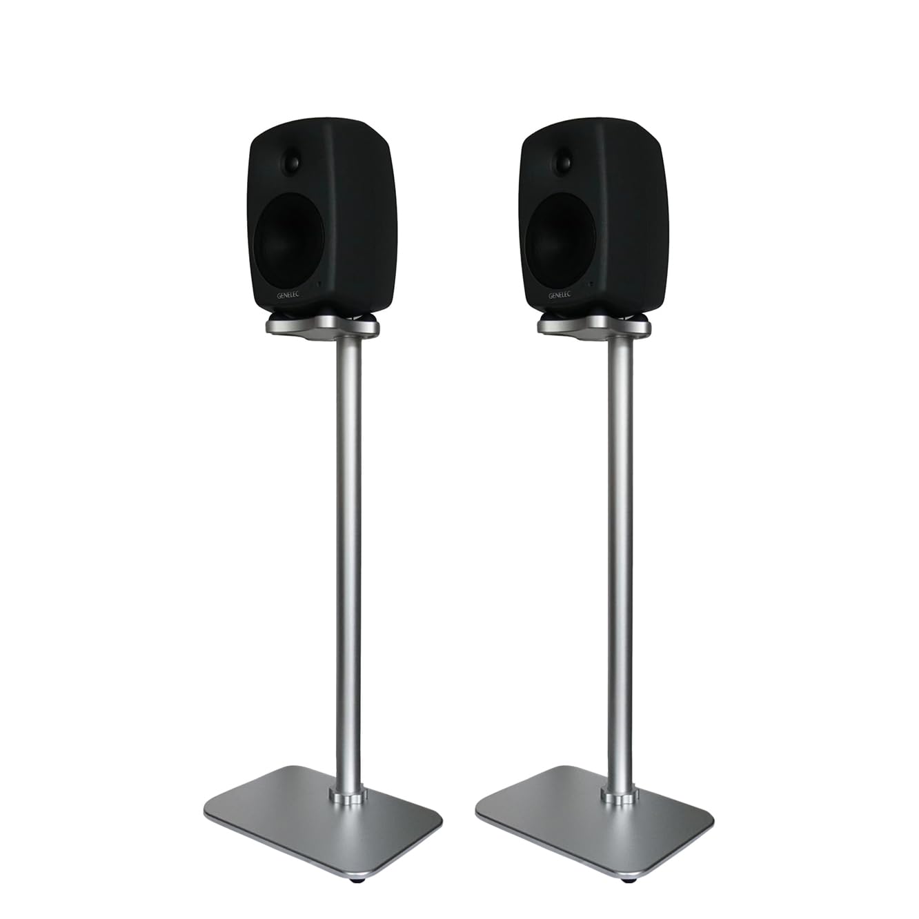 Paar Aluminium-Bodenständer für Genelec 8030/G3 Lautsprecher – Premium 1:1 Passform, ergonomische 80 cm Höhe, versteckte Kabelführung (Für 8030/G3/XX3X, Silber, 1 Paar)