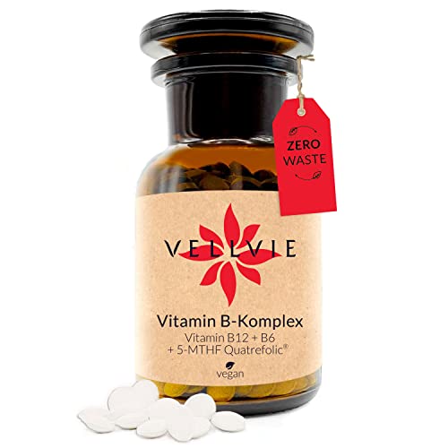 Vitamin B12 500mcg + Quatrefolic® Folat 180 Stk ohne Zusätze Plastikfrei im Apothekerglas+ B6 Methylcobalamin & Adensylcobalamin Tabletten Zero Waste Vegan Nachhaltig || Starterglas Cover