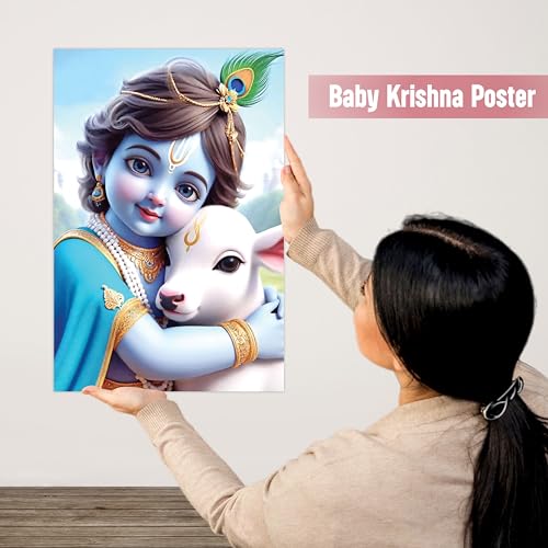 Image of Twinster Bal krishna Posters Photo for Pregnant Women, Baby Poster Self Adhesive (Size 45 cm by 30 cm) Pack of 1 (Design 13)