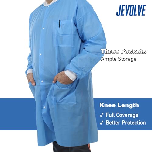 Image of Dental Disposable Lab Coats | Durable SMS 45g Soft Knit Cuffs & Collar With 3 Pockets