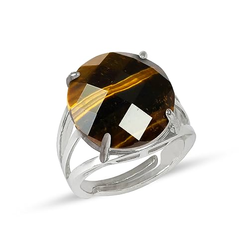Image of Reiki Crystal Products Adjustable Rings, Round Cutting, Amethyst, Black Tourmaline, Goldstone brown, Green Jade, Lapis Lazuli, Opalite, Red Jasper, Rose Quartz, Tiger eye, Gemstone Ring