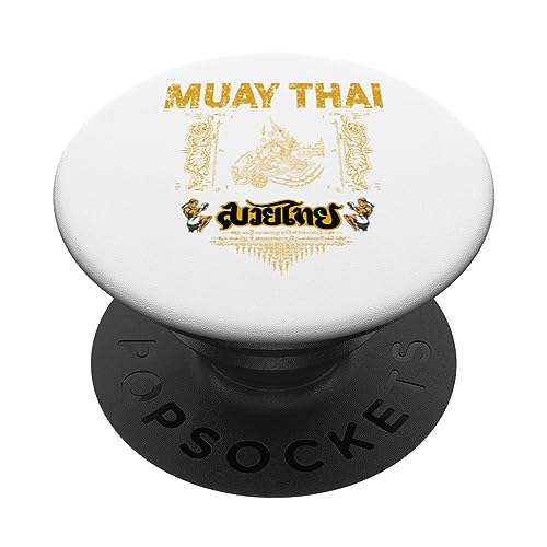 Sawadee thai traditional sak yant thai twin tiger muay thai PopSockets Swappable PopGrip, Black