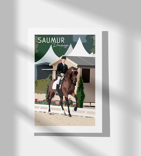 Affiche vintage Saumur dressage poster équestre rétro maison