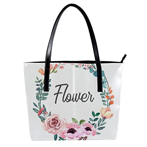 Sac fourre-tout enseignant avec couronne de fleurs motif artistique de style cabas