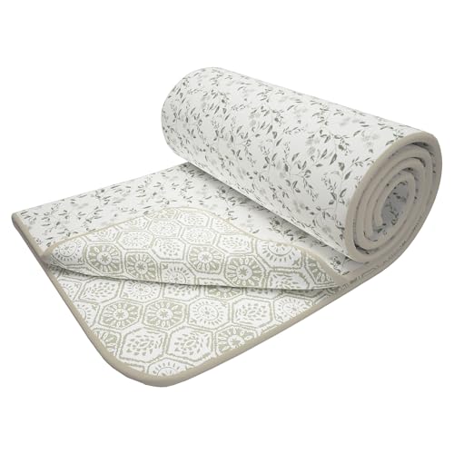 Image of Story@Home AC Comforter Single Bed Cotton 100% | 150GSM 144 X 220 CM Quilt AC Blanket for Summer | Dohar Single Bed | White & Ivory, Leaves & Abstract Reversible Design Duvet | All-Season Blanket