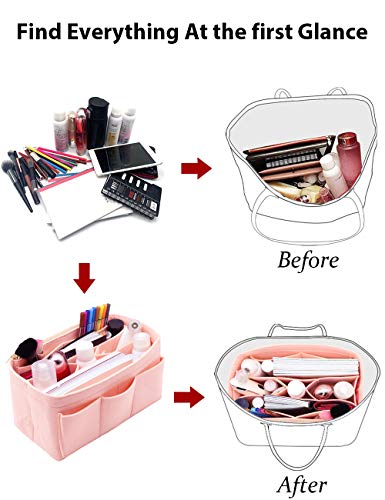 Lexsion Felt Handbag Organizer,Insert Purse Organizer Fits Speedy Neverfull 8001 Pink L #TOP3