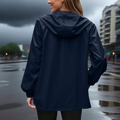 Womens Rain Jackets Packable Waterproof Lightweight Rain Coats Zipper Hooded Windbreaker Cycling Bike Jacket4