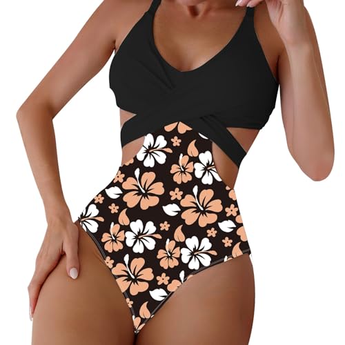 Genérico Bikinis Mujer 2024 Braga Alta Biquini Traje de baño Monokini de Talle con Corte Frontal para Mujer Bikinis con Biquini Biquinis (E, XL)