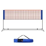 APJJ Garten Kinder Badminton Netz Tennisnetz 3.1m 4.1m 5.1m 6.1m Tragbares Volleyball mit Verstellbaren Höhen Faltbares Federballnetz Outdoor Trainingsnetz, Einstellbar Höhe: 85cm-155cm,5.1m