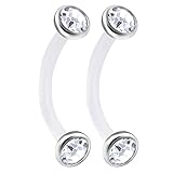 bodyjewellery 2pcs 16g Curvo Barbell Septum Cartílago Pendientes Cejas Helix Bioflex Flexible Tragus Acero Halfball – Pick Color