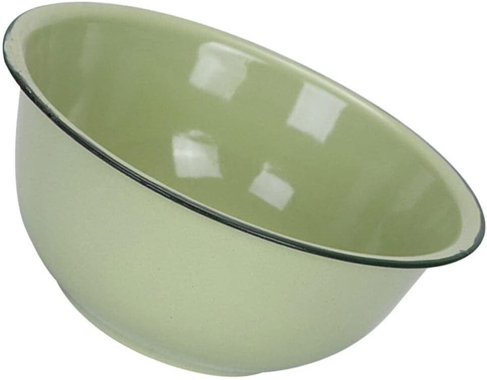 Vintage Enamel Bowl Thick Enamel Mixing Basin for Soup Salad and Dough Retro Kitchen Tableware Enameled Soup Bowl for Home Cooking and Food Storage