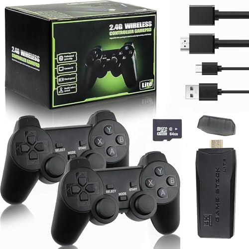 Hihting Retro Gaming Stick - Spielekonsole mit 4K HDMI-Ausgang, 64G M8 Videospielkonsole, 20000+ Spiele, 2.4G Wireless Game Controller, TV Videospielmaschin
