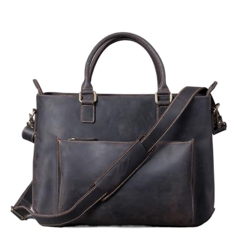 JSEIAJB Vintage Briefcase Crazy Horse Leather Tote Shoulder Crossbody Bag Outdoor Backpack
