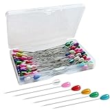 Corsage Pins, Colourful Boutonniere Pin, Teardrop Pearl Sewing Pins, Long 2inch Boutineer Pin, 100PCS Bouquet Straight Pin for Sewing, Wedding, Jewelry, Flower DIY Decoration, Quilting and Craft