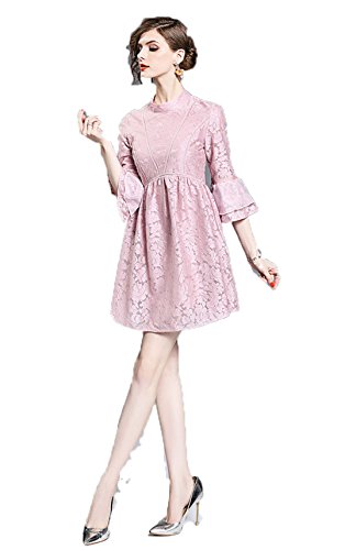 Robe en dentelle rose YALI taille XL coupe fluide confort silhouette