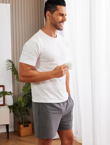 Deyeek 5.5 Inch Mens Pajama Shorts Sleep Cotton Lounge PJ Lightweight Elastic Waist Drawstring Nightwear Bottom with Pockets4
