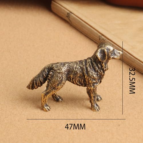 Figura de perro golden retriever mini en latón miniatura 4
