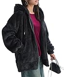 [神戸レタス] ファー フリース フーディー ジップアップ レディース 秋 冬 秋服 冬服 もこもこ ブルゾン アウター 羽織り パーカー カジュアル ふわふわ 暖かい 抜け感 [K1383] M ブラック