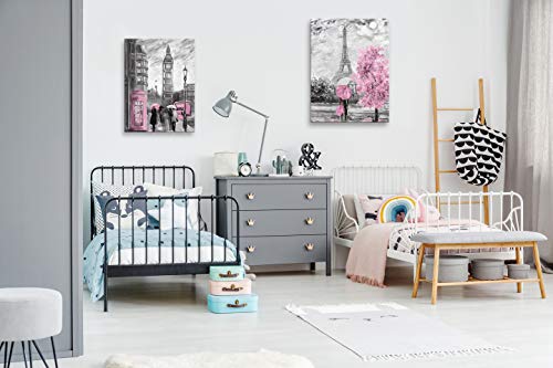 Canvas Pictures Paris Eiffel Tower Decor For Bedroom For Girls Pink Paris Theme Room Decor Wall Art Canvas Black And White Art Eiffel Tower Pictures Decor London Big Ben Tower Eiffel Tower Painting #TOP5