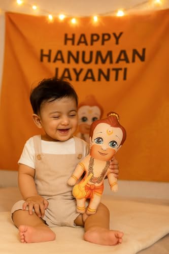 Image of Hanuman Ji Soft Toy for Kids & Home Decor Bajrang Bali Plush Doll Vedic Culture Inspired Gift Soft Fabric Devotional Toy for Children Learning Toy | Lightweight & Child-Friendly