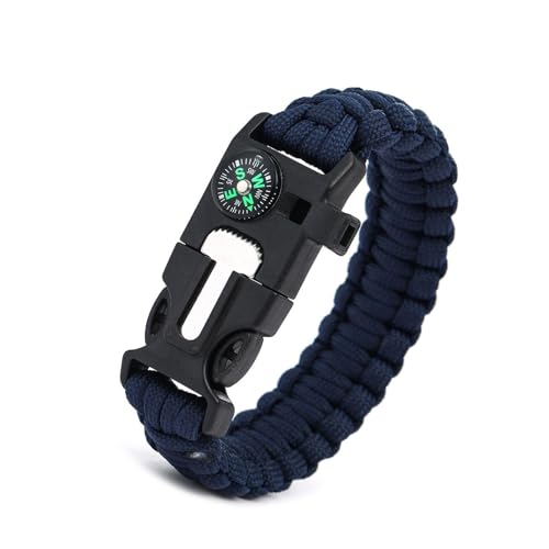 JUYAXIN Pulseras de supervivencia al aire libre tácticas de paracord, pulseras con brújula, silbatos, multiherramienta para senderismo, viajes, camping, 25,5 cm, Nailon