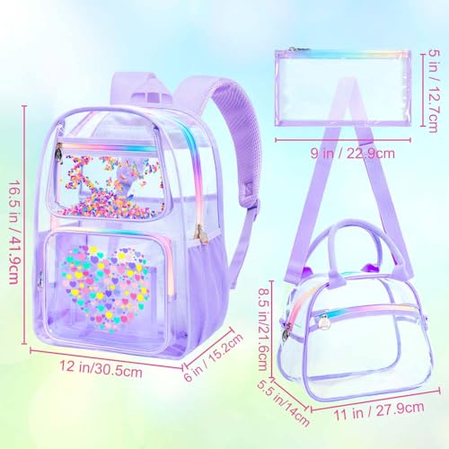 Image of AGSDON Clear Backpack, Heavy Duty Transparent Bookbag, See Through PVC Backpacks for Women Men