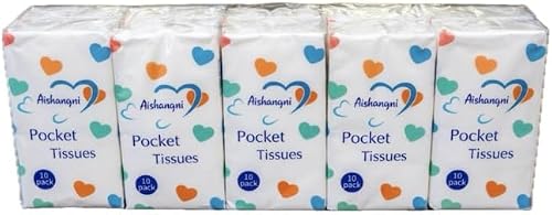 Pocket Tissues 10's, Two Packets, Soft Facial Tissue, Portable Travel Size