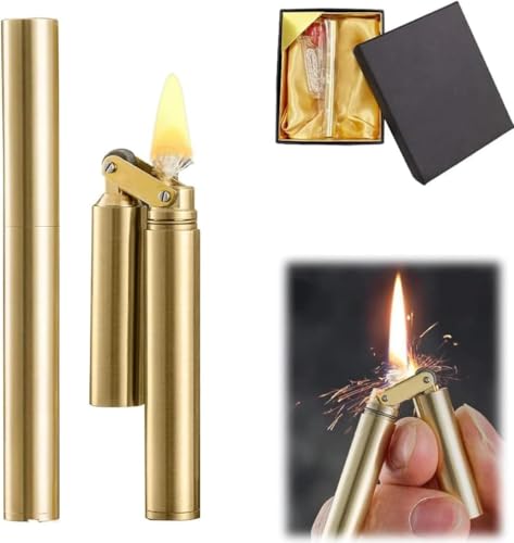 lighter Accendino retrò accendini, cherosene accendini rame, ottone frontespizio dozzine di armi da fuoco, applicabili agli uomini, padre, marito, e barche, barche con confezioni regalo (dorata)