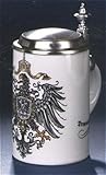  Bierseidel Bier-Krug Porzellankrug mit Zinndeckel Deutschland-Adler