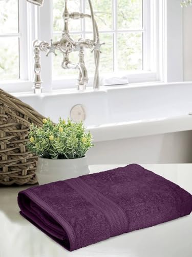 Image of Bombay Dyeing Towel 100% Cotton Tulip Bath Turkish Towel | 450 GSM, Super Soft & Ultra Absorbent | 75cm x 150cm | Hand Washable & Machine Washable (Purple)