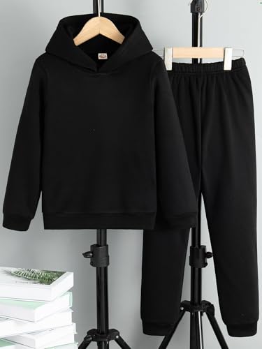 Boys Clothes 2Pcs Set Long Sleeve Hooded Tracksuit Sweatshirt Top and Sweatpants Fall Winter Outfits Set 7-13Y4