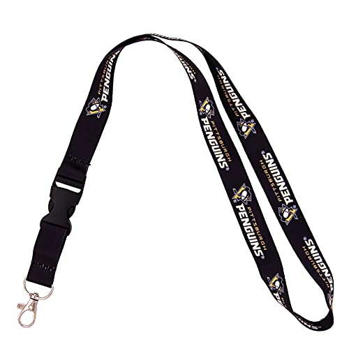 Desert Cactus Pittsburgh Penguins Lanyard NHL National Hockey League Car Keys ID Badge Holder Keychain Detachable Breakaway Snap Buckle (Lanyard 2 - Black)