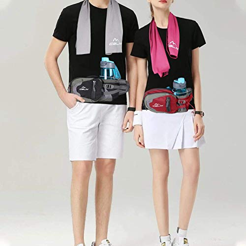 Fanny Pack Waist Bag for Men Women Water Bottle Holder Adjustable Belt for Hiking Travel Outdoor Walking Running Carry iPhone Money Black