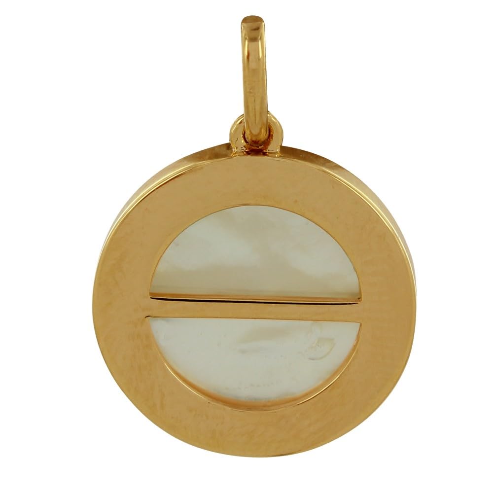 LES POULETTES BIJOUX - Pendentif Plaqué Or et Nacre Médaille Ronde Croix de Saint Benoit