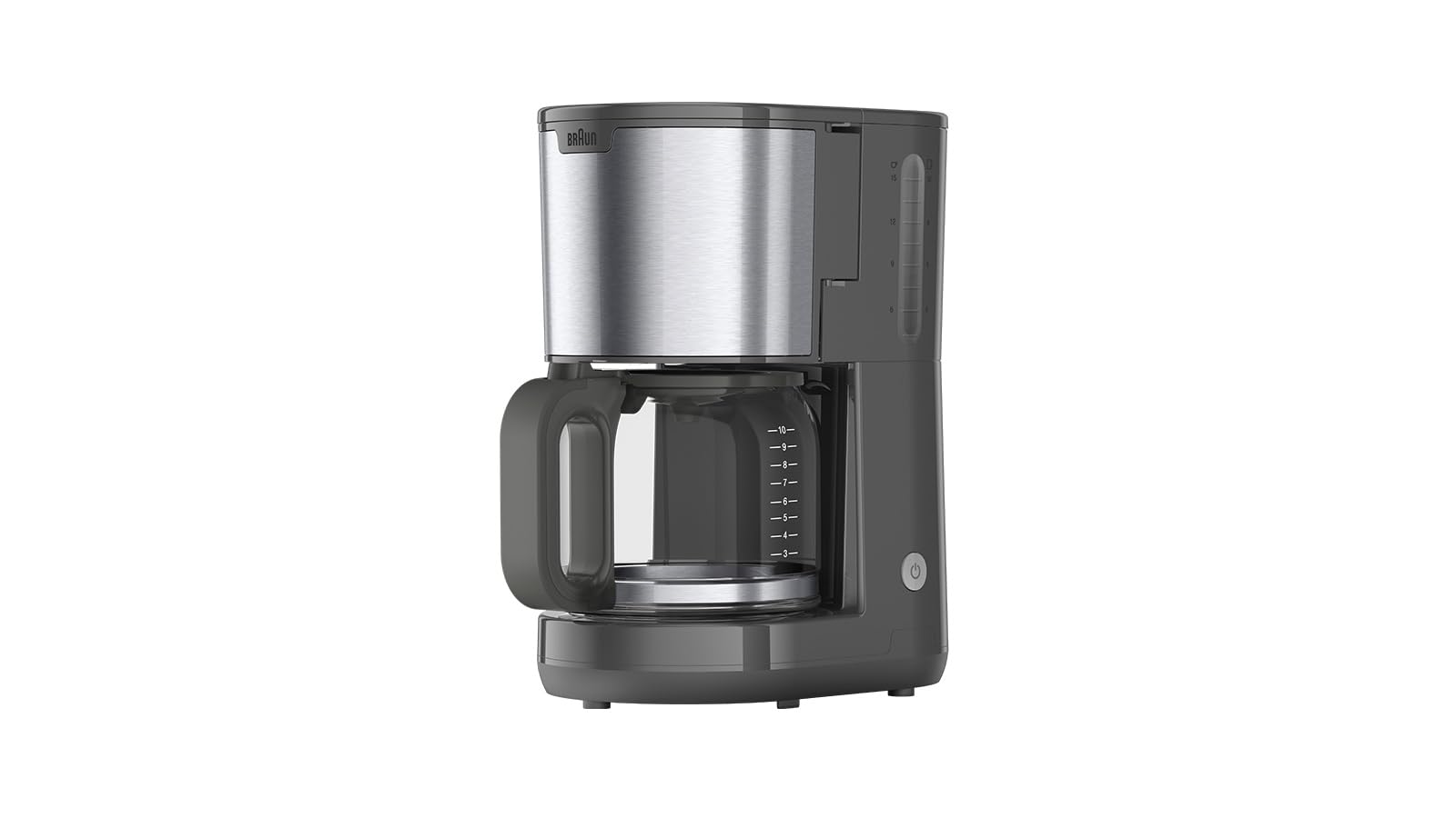 Braun PurShine KF1500GY, Macchina Caffè a Filtro con Caraffa in Vetro & Sistema OptiBrew, Funzione Anti Goccia, Spegnimento Automatico di Sicurezza, Capacità 10 Tazze, 1000W, Grigio