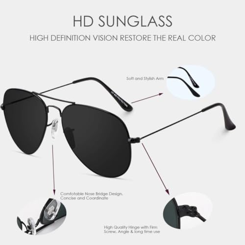 Image of ARICKS Classic Aviator Sunglasses for Men Women Driving Sun glasses Glass Lens 100% UV Blocking