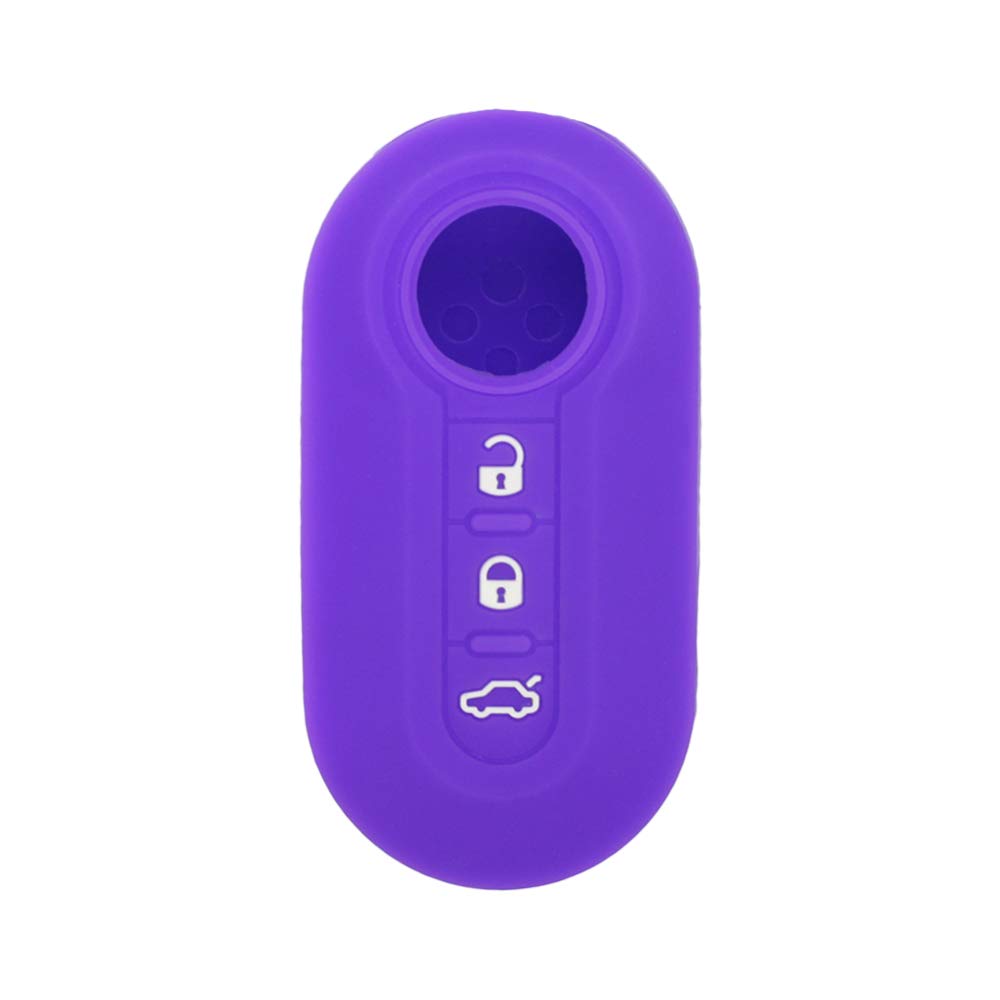 SEGADEN Silicone Cover Protector Case Holder Skin Jacket Compatible with FIAT 3 Button Flip Remote Key Fob CV4759 Deep Purple