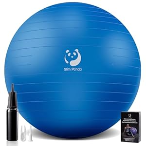 Slim Panda Exercise Ball, 65cm Yoga Ball for Workout, Birthing, Stability, Balance and Physical Therapy, Fitness Ball Chair with Guide for Office, Home Gym