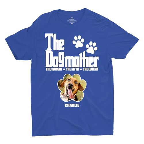 LEVY PAW personalisierte The Dogmother T-Shirts mit Fotos benutzerdefinierte Hundefoto-T-Shirts The Dog Mother T-Shirts Beste Hundegeschenke für Frauen (1 Hund)