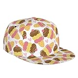 Snapback Hats for Men - Cute ice Cream Flat Bill Brim Hat for Men Adjustable Baseball Cap