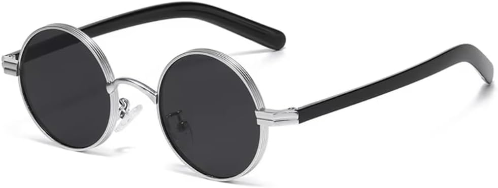 Retro Small Round Metal Punk Women Sunglasses Fashion Clear Lens Men Trending Frame Shades Uv400