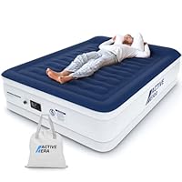 Active Era Luxury King Inflatable Mattress | Puncture Resistant King Size Airbed w/Flock Coating | Quick 3 Mins Blow Up Bed with Built-in Pump | Portable Air Bed - Home Camping Guests 200x150x36.5cm