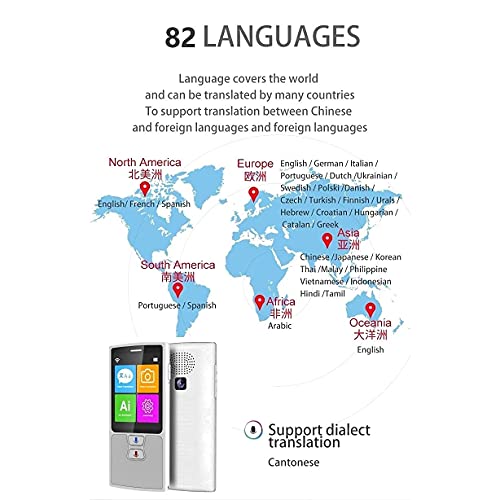 Traducteur vocal 76 langues avec écran pour voyage en blanc - 3