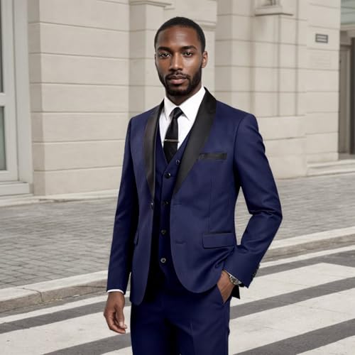 Men's Suits Slim Fit 3 Piece, Shawl Lapel Suits for Men Slim Fit Formal Tuxedo for Men Wedding Business4