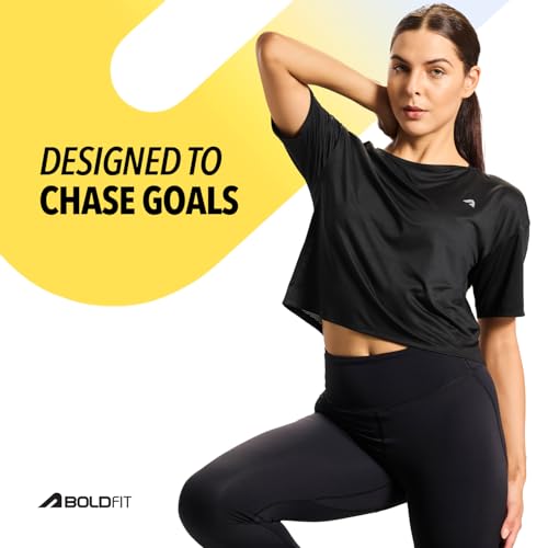 Image of Boldfit Tshirt for Woman Relaxed fit Gym Tshirt for Women Workout Lightweight t Shirt for Woman Workout Women t Shirt Round Neck t Shirts for Ladies Gym Dress