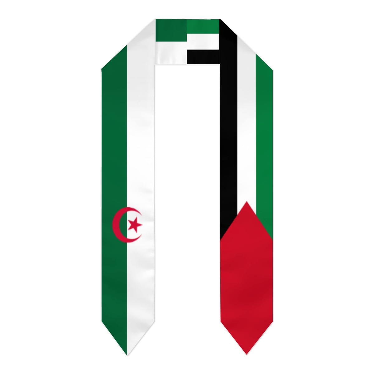 Smazdfxx Unisex Black Algeria Mix Palestine Flags Graduation Stoles Shawl Sash Scraf For International Students