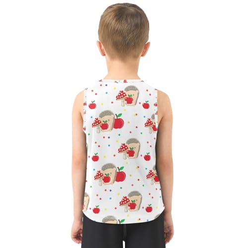 J JOYSAY Hedgehog Mushroom Dots Boys Tank Top Sleeveless Muscle Shirts Quick Dry Kids T-Shirts 3-15T3
