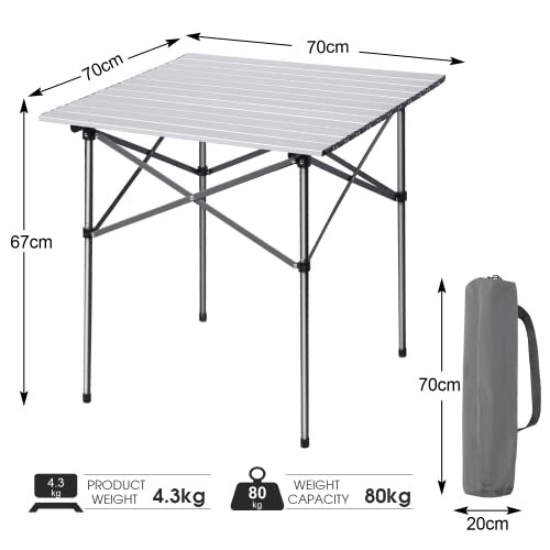 Portal Campingtisch klappbar Klapptisch Camping Tragbar mit Aluminium Tischplatte 4 Personen Camping Tisch faltbar… - Image 6