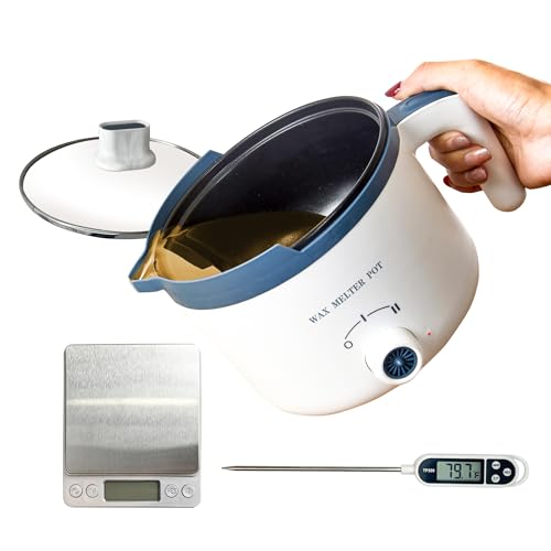 Ksedcon Electric Wax Melting Pot with Thermometer for Adult, Wax Melter for Candle Making with Scale(Not Include Battery) Make Your Own Candles