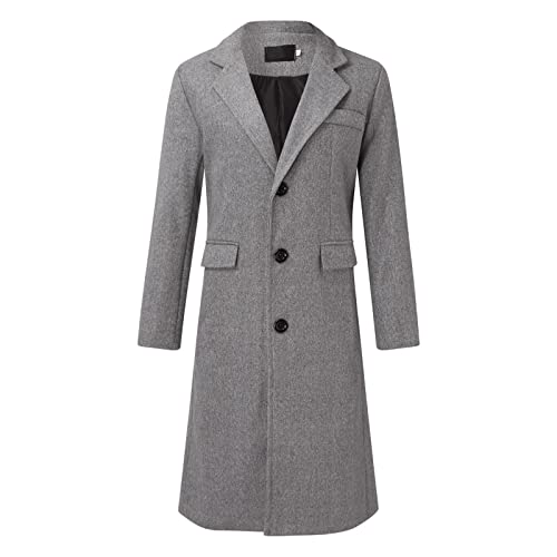 L9WEI Business outdoor wollen jas heren lange winter winterjas warme revers mantel slim trenchcoat reverskraag mantel - Image 5
